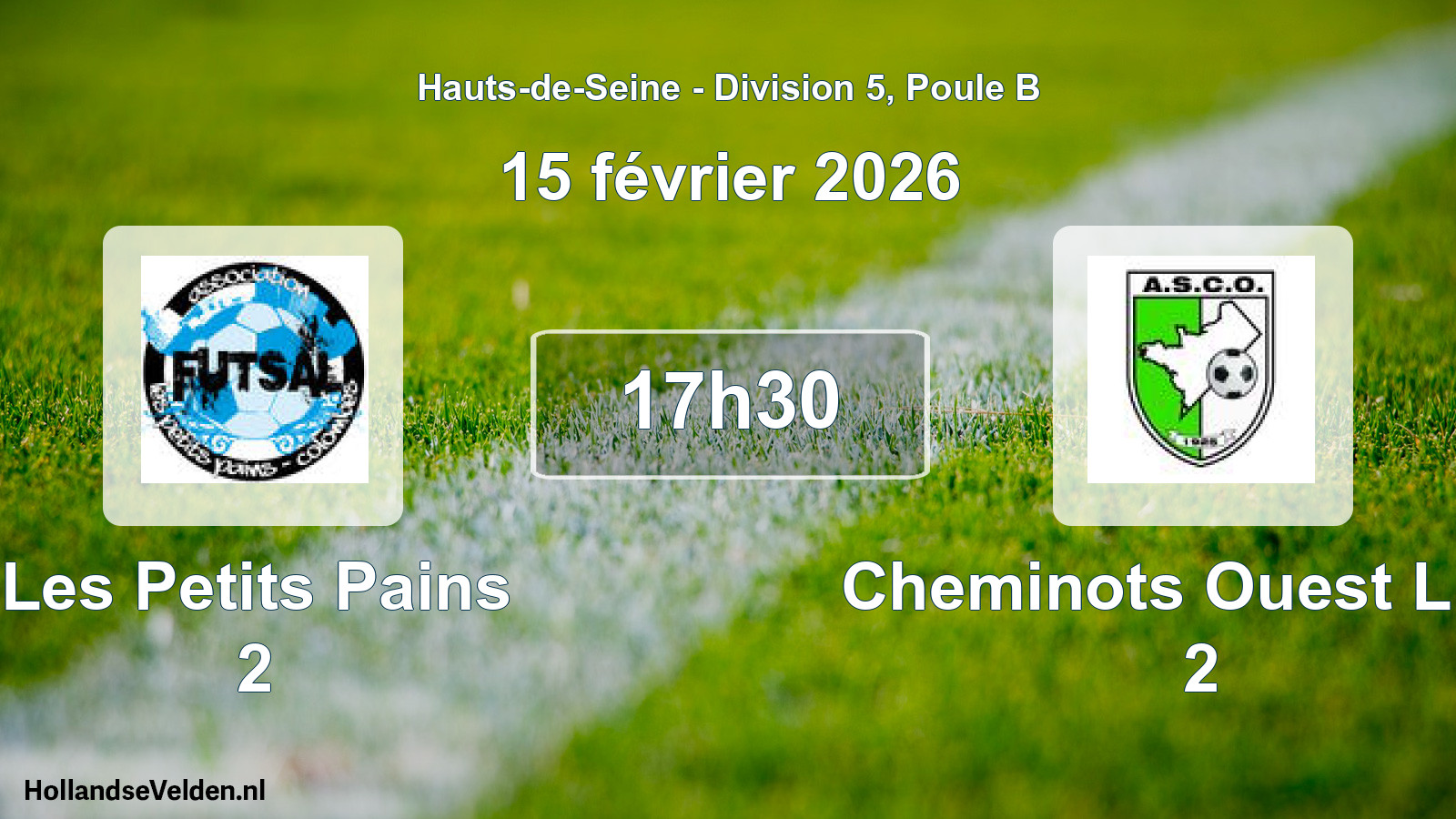 Scheduled Match: Les Petits Pains 2 - Cheminots Ouest L AS 2 (15 February 2026)