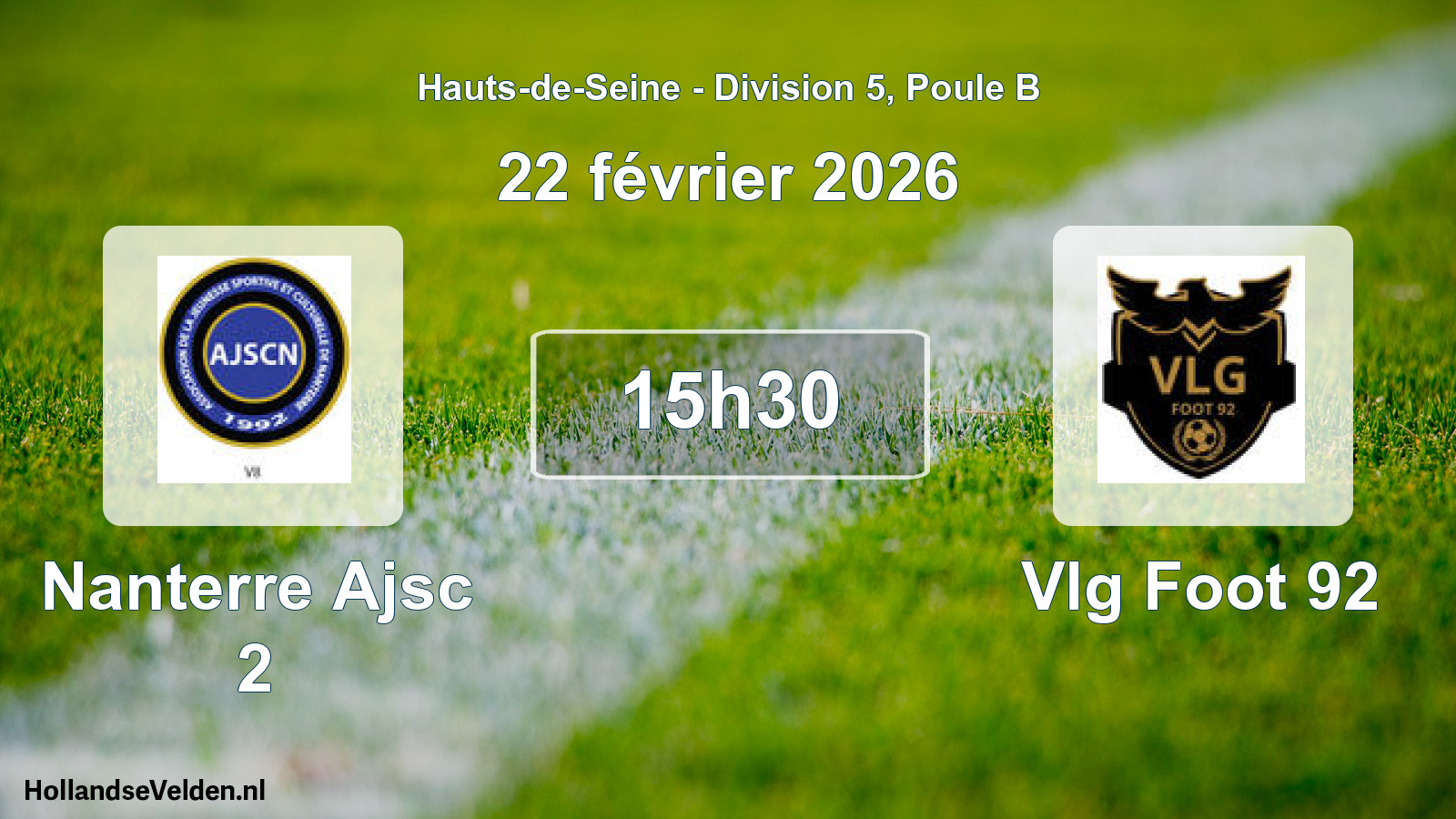 Geplande wedstrijd: Nanterre Ajsc 2 - Vlg Foot 92 (22 februari 2026)