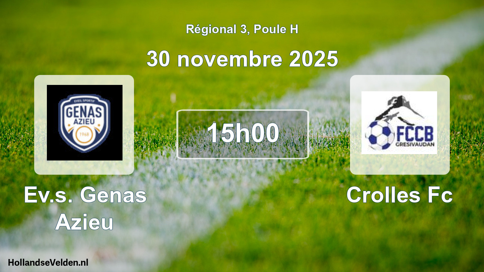 Geplande wedstrijd: Ev.s. Genas Azieu - Crolles Fc (30 novembre 2025)