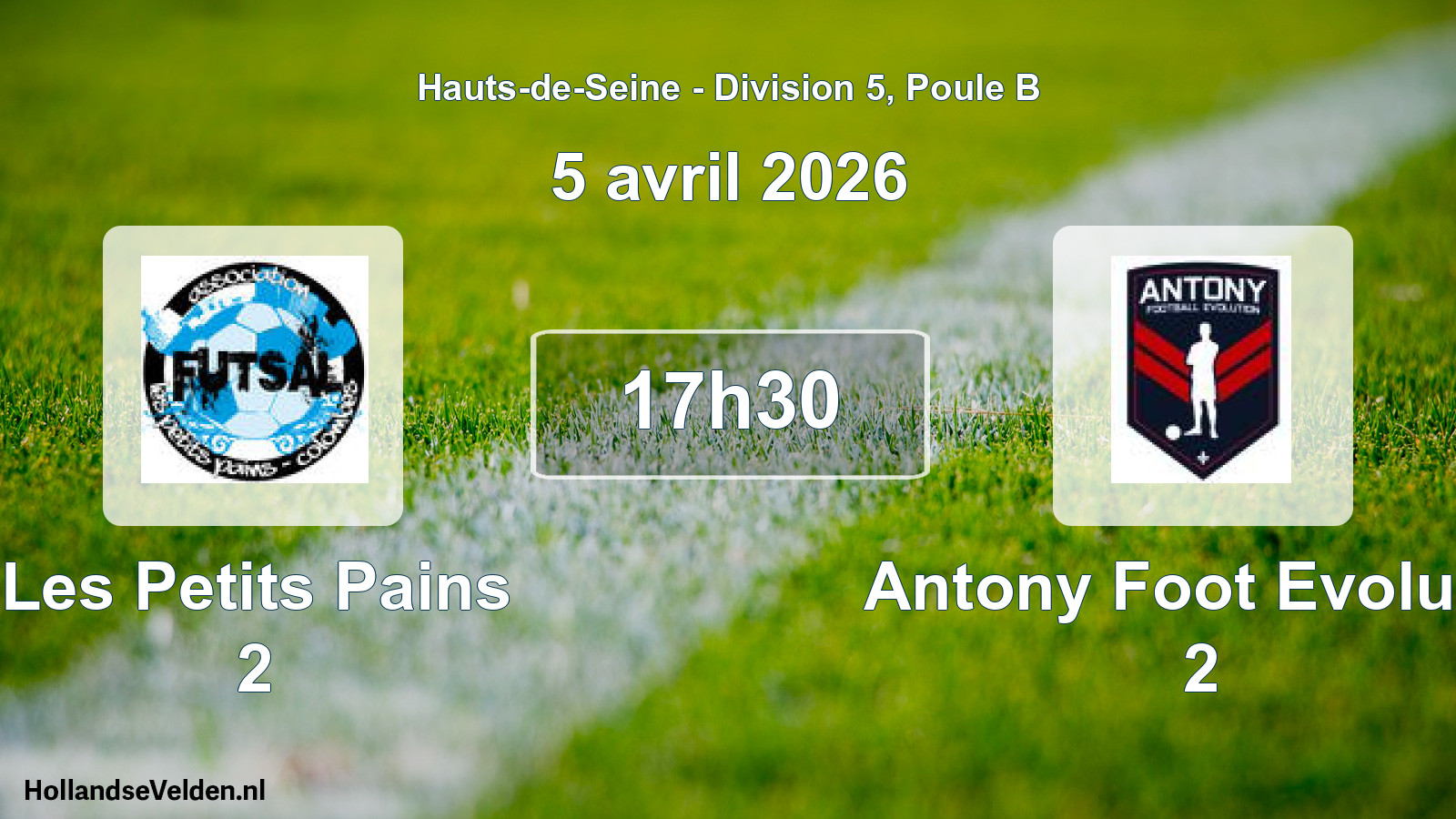 Match programmé: Les Petits Pains 2 - Antony Foot Evolutio 2 (5 avril 2026)