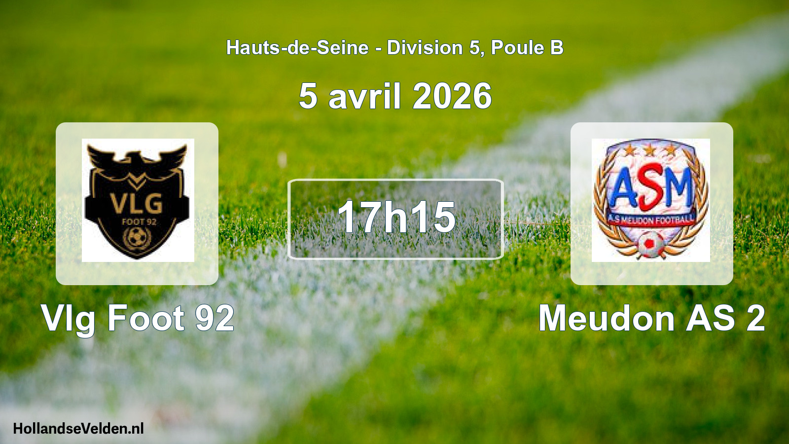Geplande wedstrijd: Vlg Foot 92 - Meudon AS 2 (5 april 2026)
