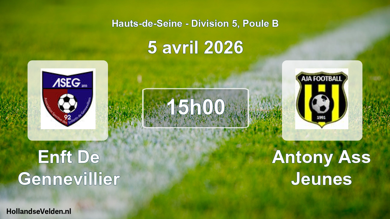 Geplande wedstrijd: Enft De Gennevillier - Antony Ass Jeunes (5 april 2026)