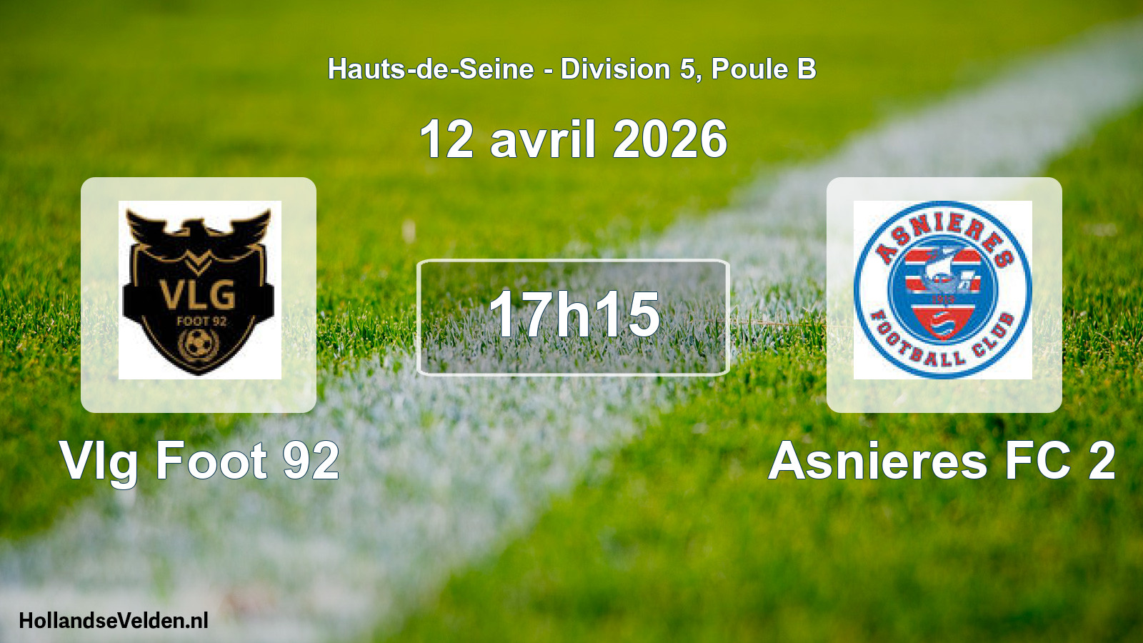 Geplande wedstrijd: Vlg Foot 92 - Asnieres FC 2 (12 april 2026)