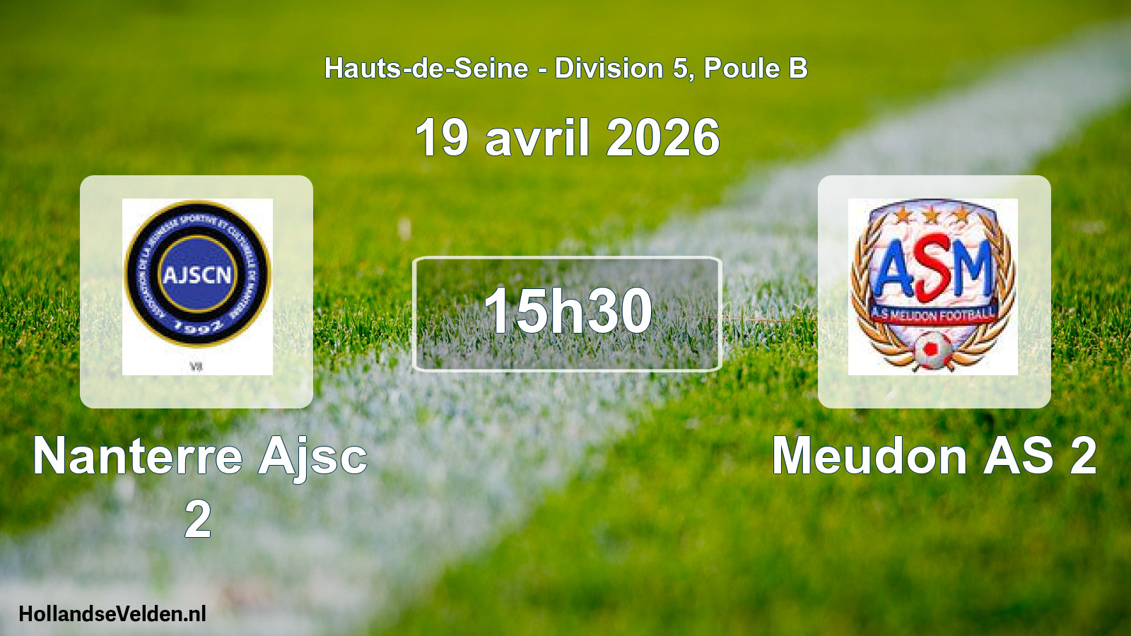 Match programmé: Nanterre Ajsc 2 - Meudon AS 2 (19 avril 2026)