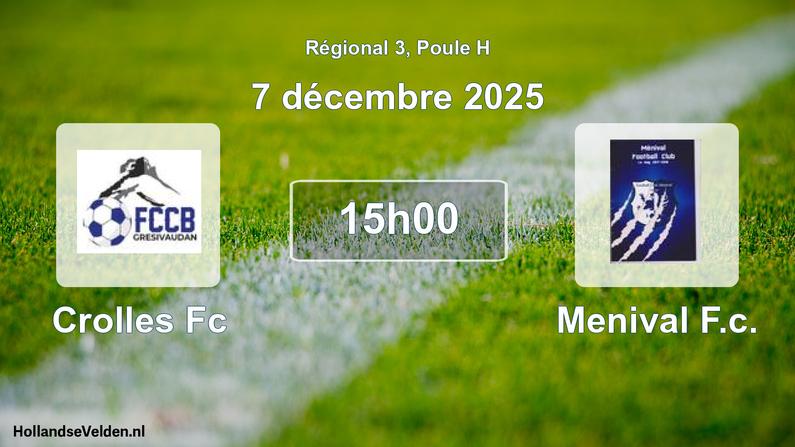 Geplande wedstrijd: Crolles Fc - Menival F.c. (7 décembre 2025)