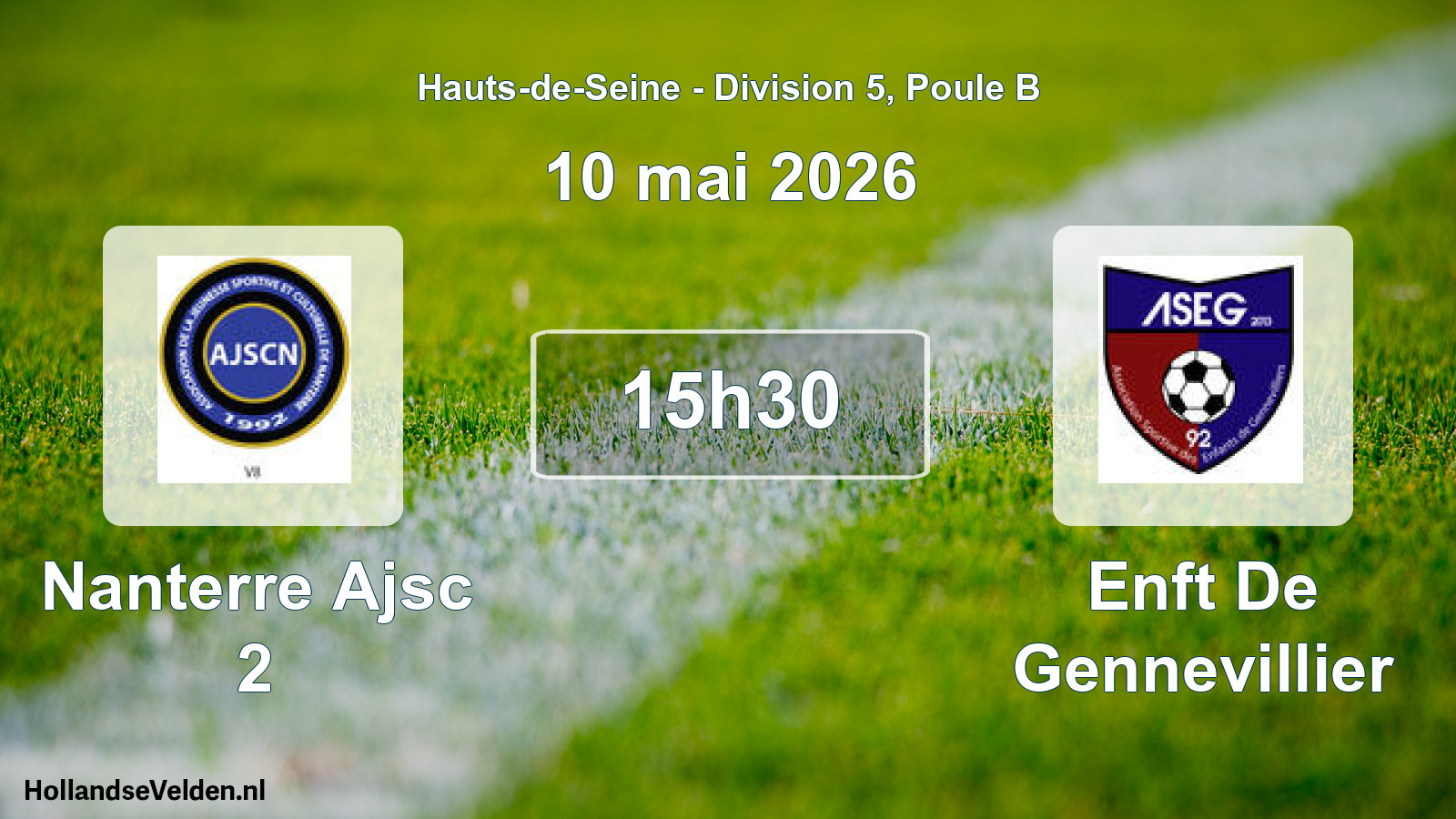 Geplande wedstrijd: Nanterre Ajsc 2 - Enft De Gennevillier (10 mei 2026)