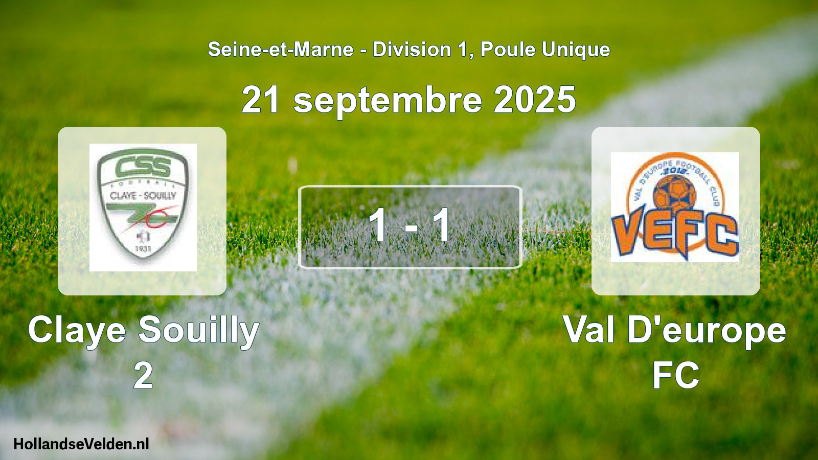 Match joué: Claye Souilly 2 - Val D'europe FC 1 - 1 (21 septembre 2025)