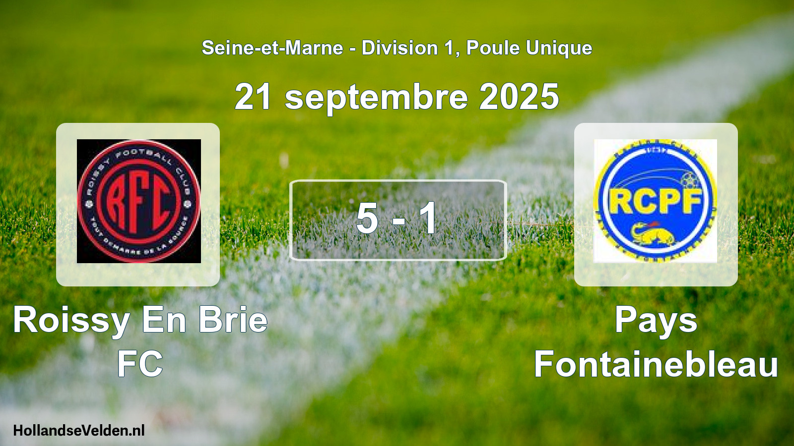 Gespeelde wedstrijd: Roissy En Brie FC - Pays Fontainebleau 5 - 1 (21 september 2025)