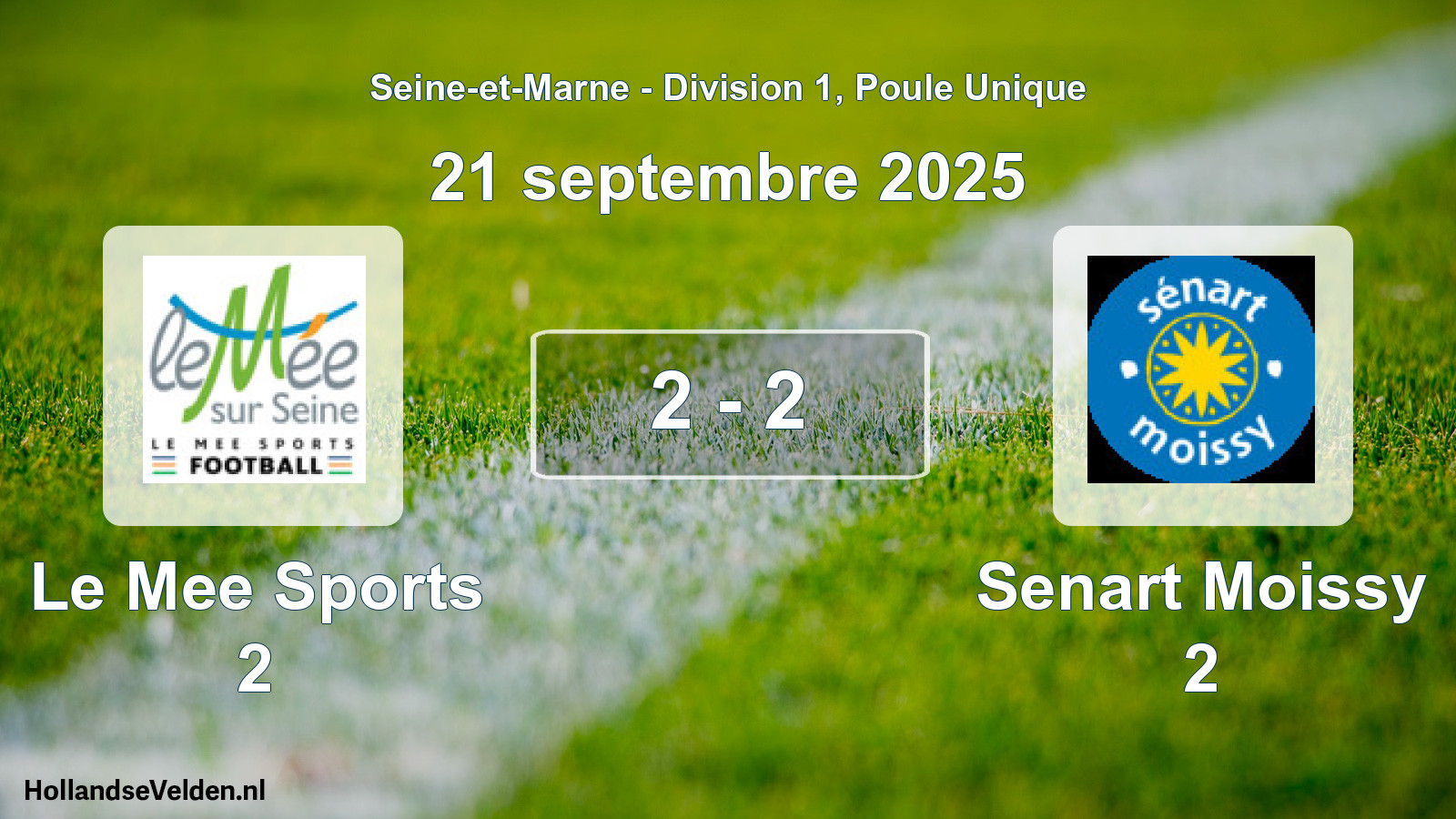 Match joué: Le Mee Sports 2 - Senart Moissy 2 2 - 2 (21 septembre 2025)