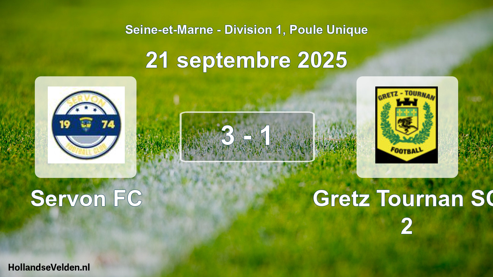 Total number of matches played: Servon FC - Gretz Tournan SC 2 3 - 1 (21 September 2025)