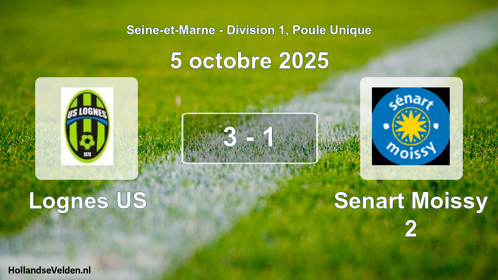 Total number of matches played: Lognes US - Senart Moissy 2 3 - 1 (5 October 2025)