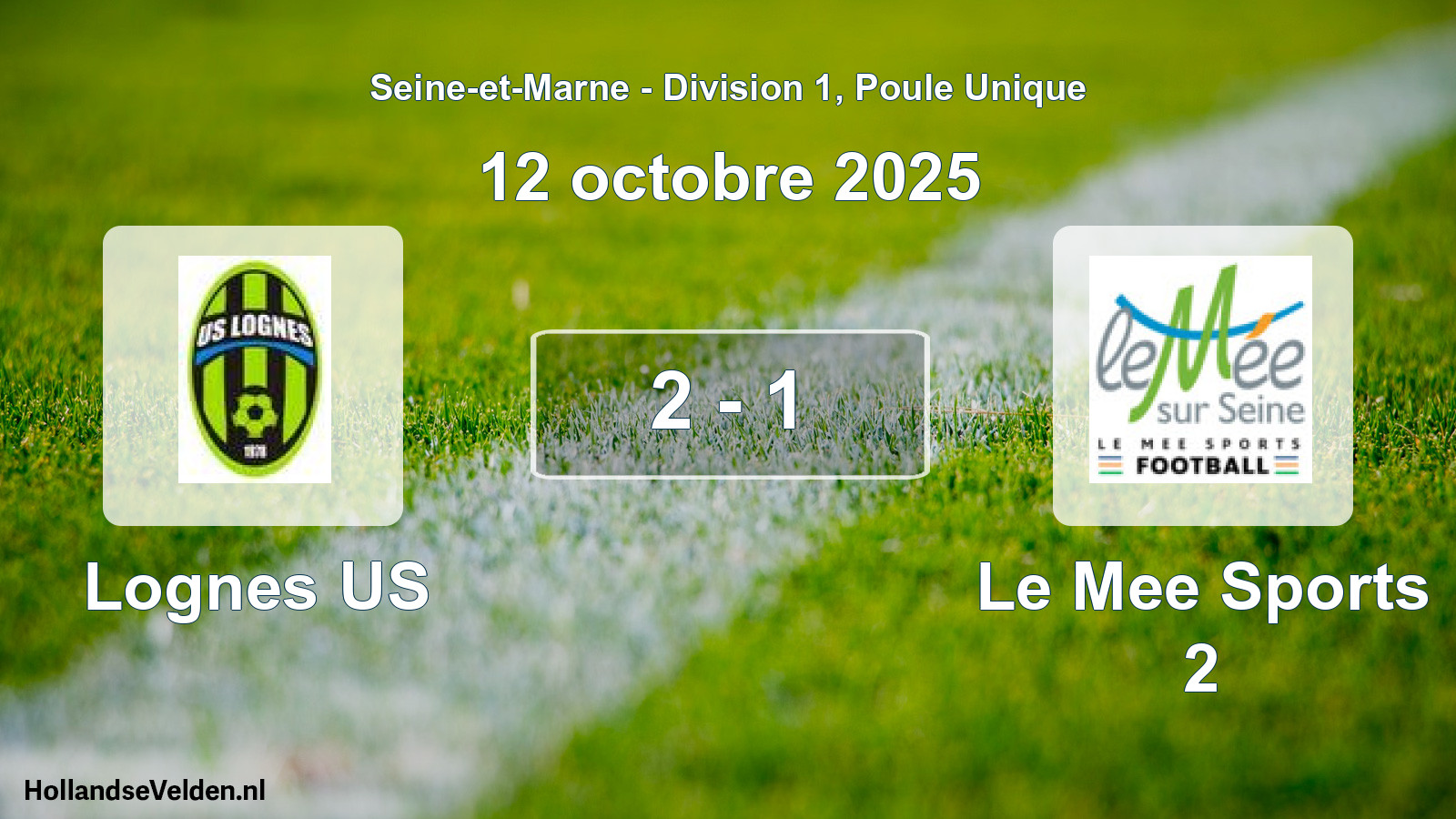 Match joué: Lognes US - Le Mee Sports 2 2 - 1 (12 octobre 2025)