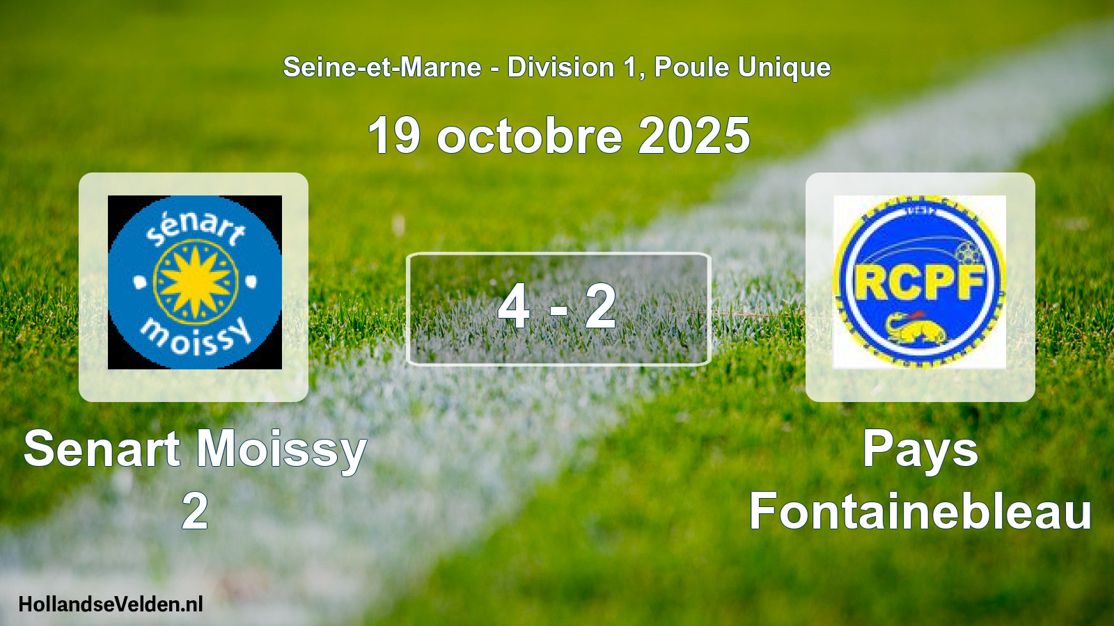 Match joué: Senart Moissy 2 - Pays Fontainebleau 4 - 2 (19 octobre 2025)