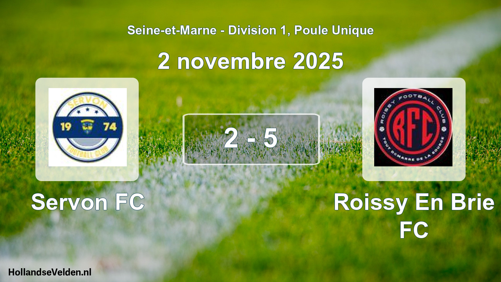 Match joué: Servon FC - Roissy En Brie FC 2 - 5 (2 novembre 2025)