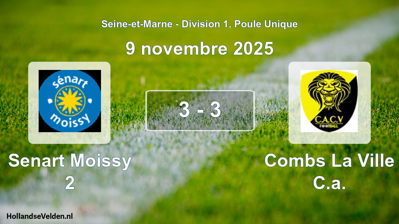 Match joué: Senart Moissy 2 - Combs La Ville C.a. 3 - 3 (9 novembre 2025)