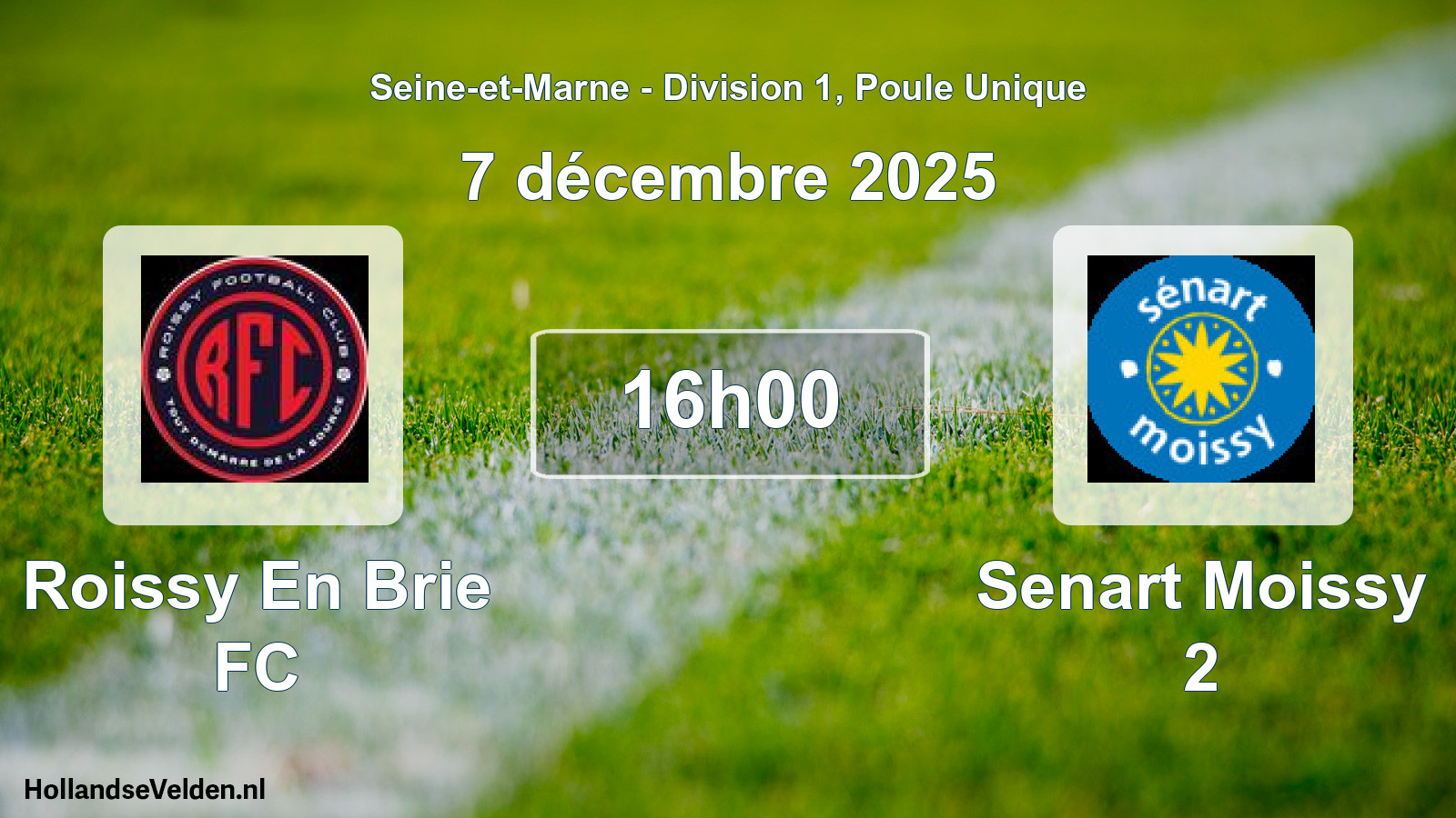 Match programmé: Roissy En Brie FC - Senart Moissy 2 (7 décembre 2025)