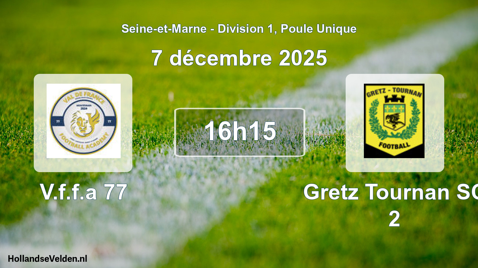 Geplande wedstrijd: V.f.f.a 77 - Gretz Tournan SC 2 (7 december 2025)