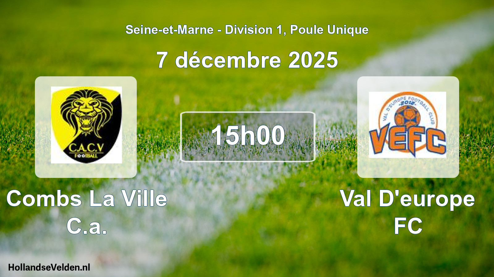 Match programmé: Combs La Ville C.a. - Val D'europe FC (7 décembre 2025)