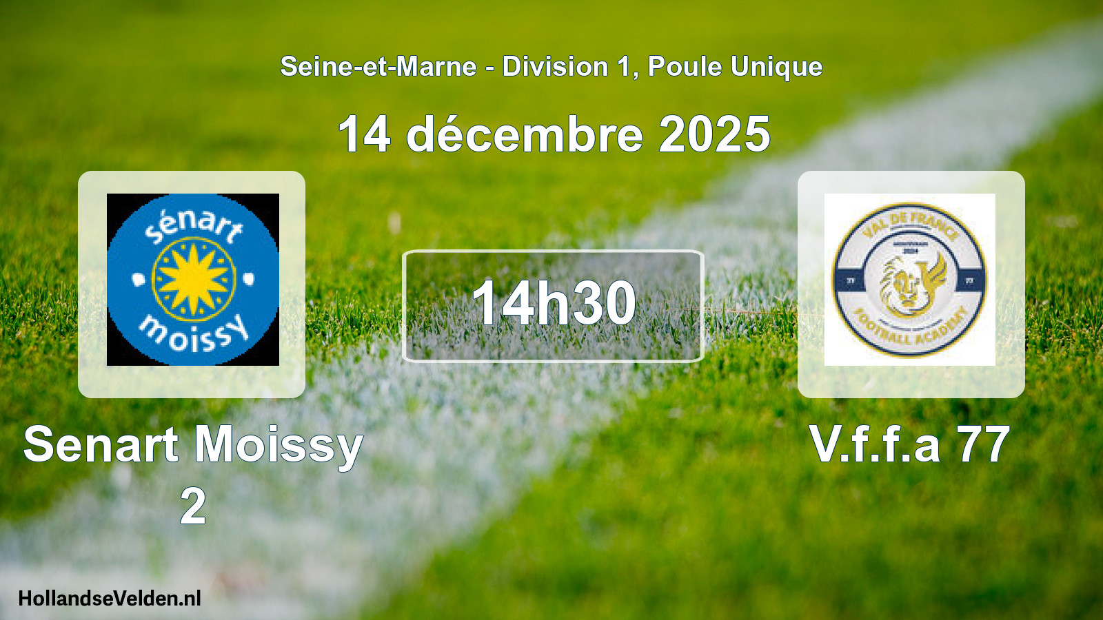 Match programmé: Senart Moissy 2 - V.f.f.a 77 (14 décembre 2025)