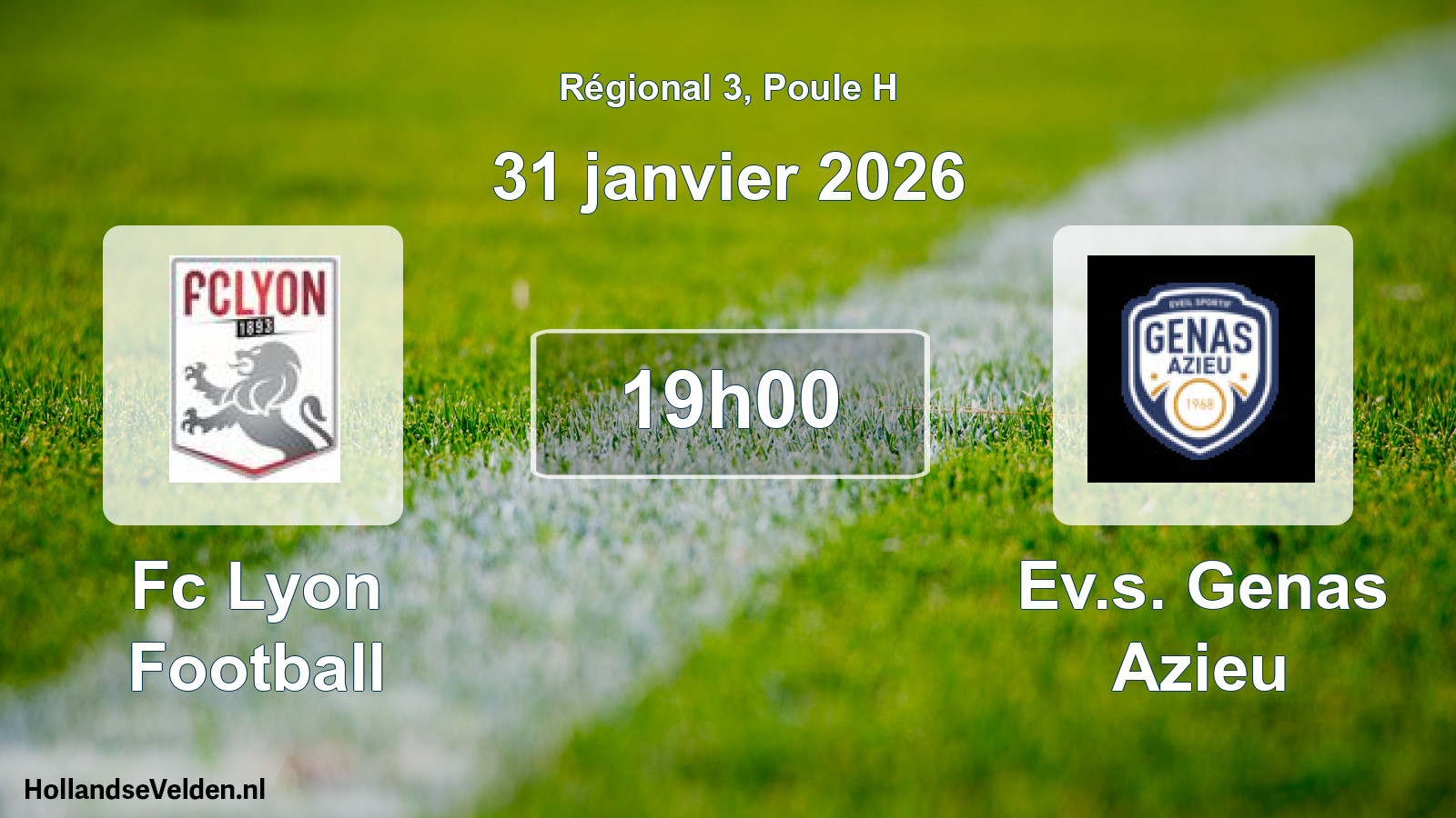 Geplande wedstrijd: Fc Lyon Football - Ev.s. Genas Azieu (31 januari 2026)