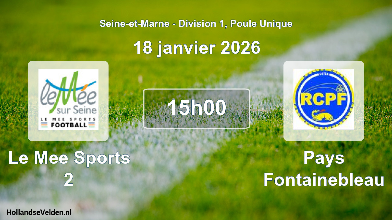Geplande wedstrijd: Le Mee Sports 2 - Pays Fontainebleau (18 januari 2026)