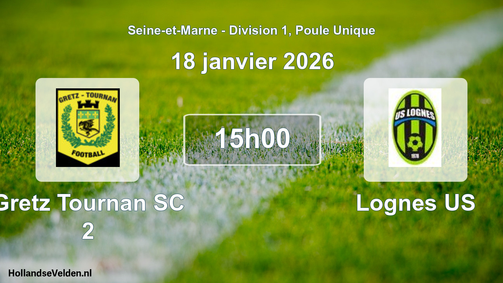 Match programmé: Gretz Tournan SC 2 - Lognes US (18 janvier 2026)