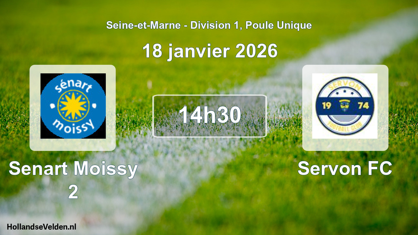Match programmé: Senart Moissy 2 - Servon FC (18 janvier 2026)