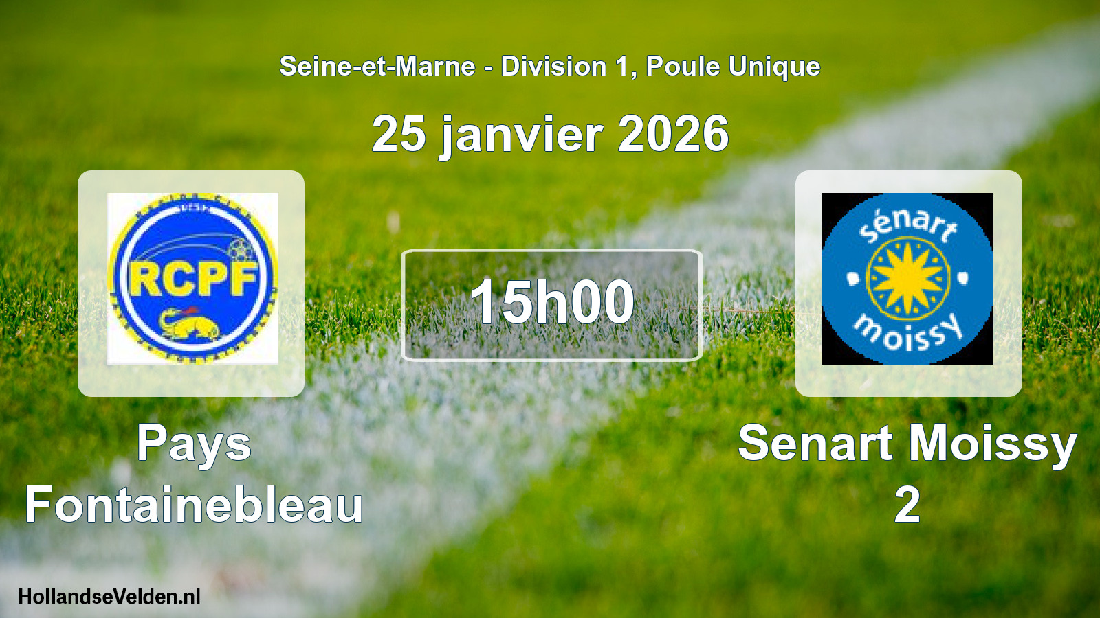 Geplande wedstrijd: Pays Fontainebleau - Senart Moissy 2 (25 januari 2026)