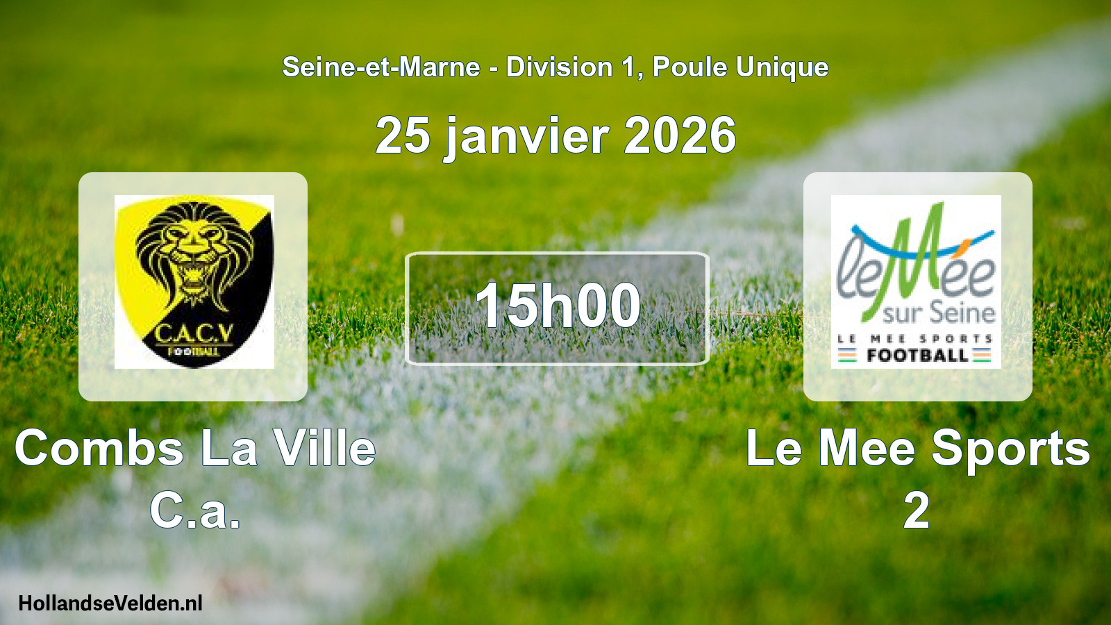 Match programmé: Combs La Ville C.a. - Le Mee Sports 2 (25 janvier 2026)