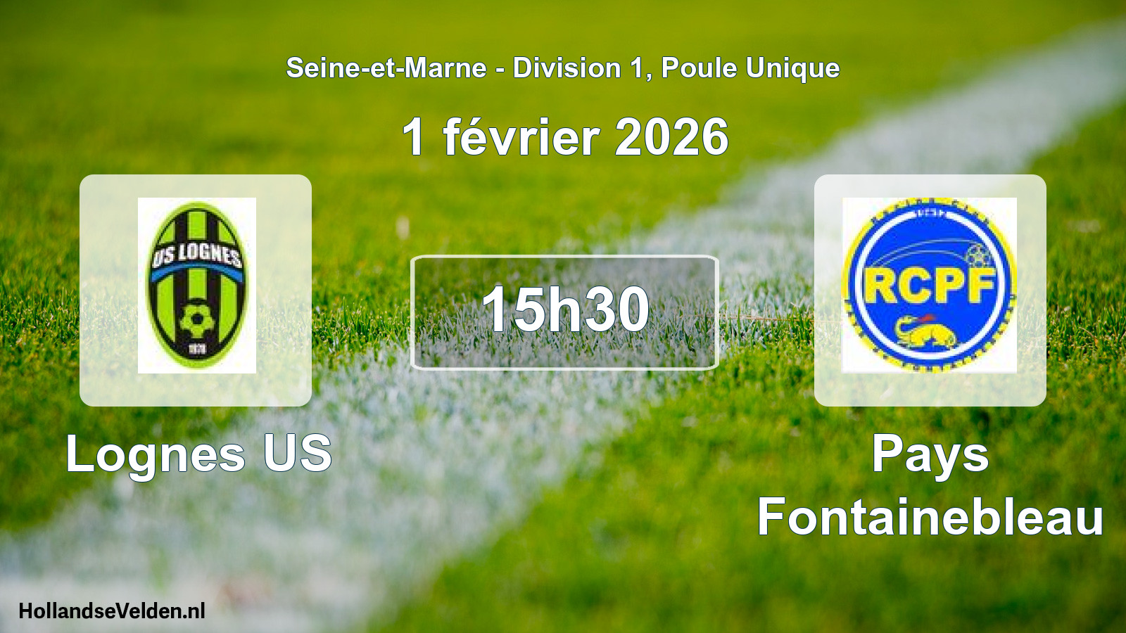 Match programmé: Lognes US - Pays Fontainebleau (1 février 2026)