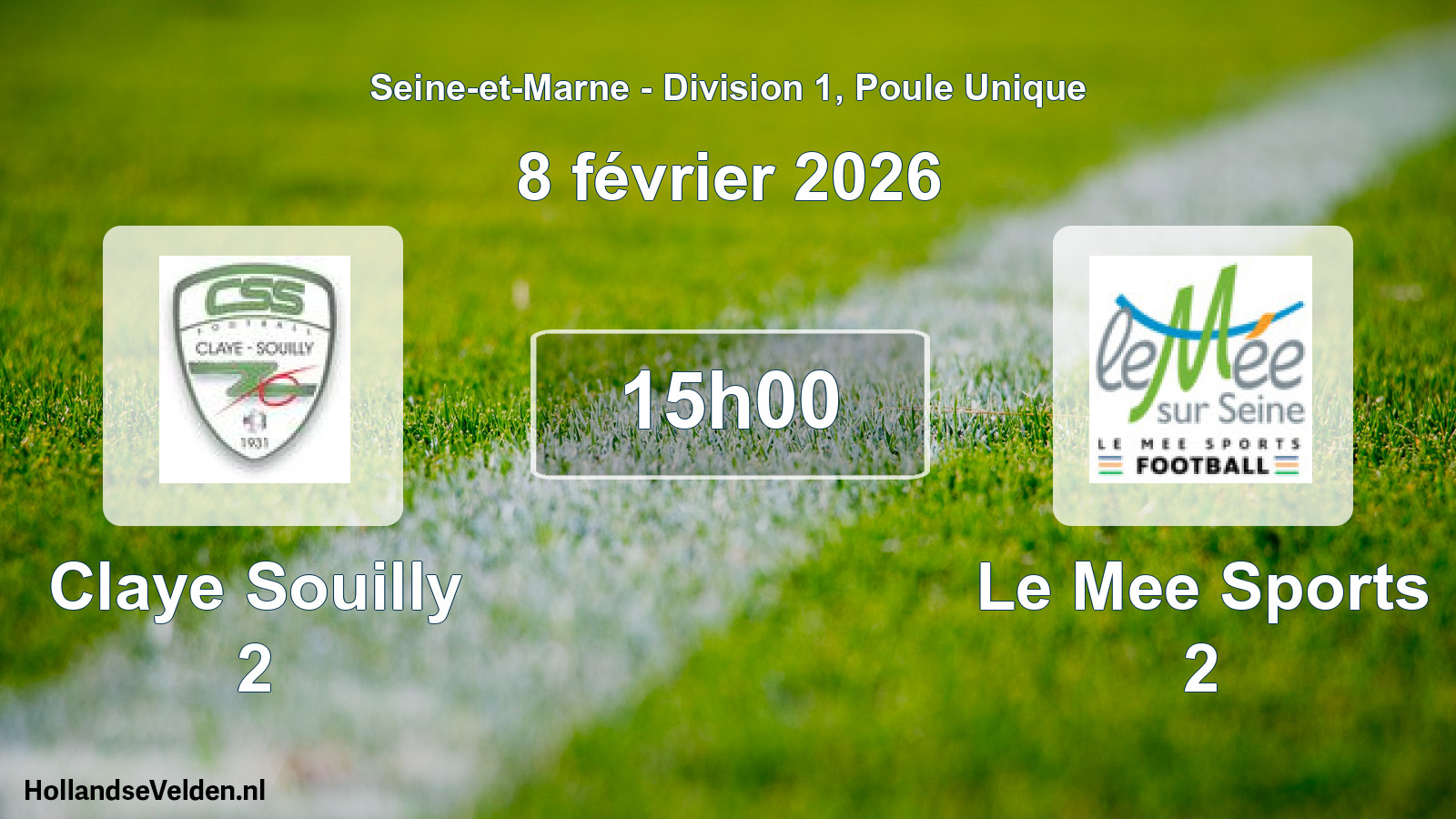 Match programmé: Claye Souilly 2 - Le Mee Sports 2 (8 février 2026)