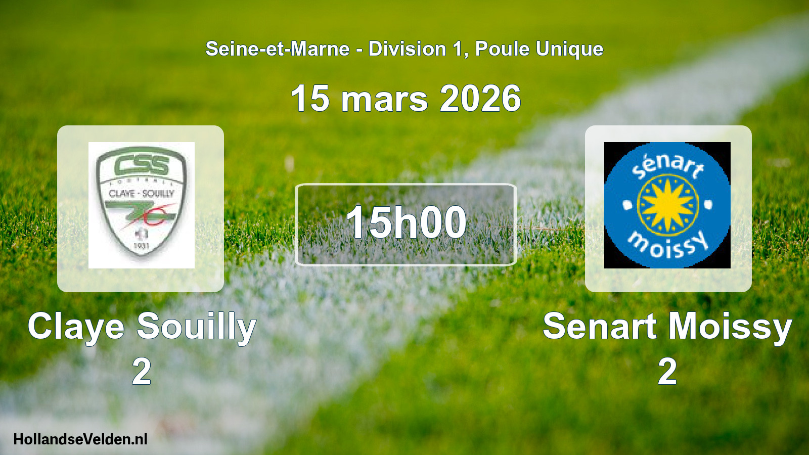 Match programmé: Claye Souilly 2 - Senart Moissy 2 (15 mars 2026)