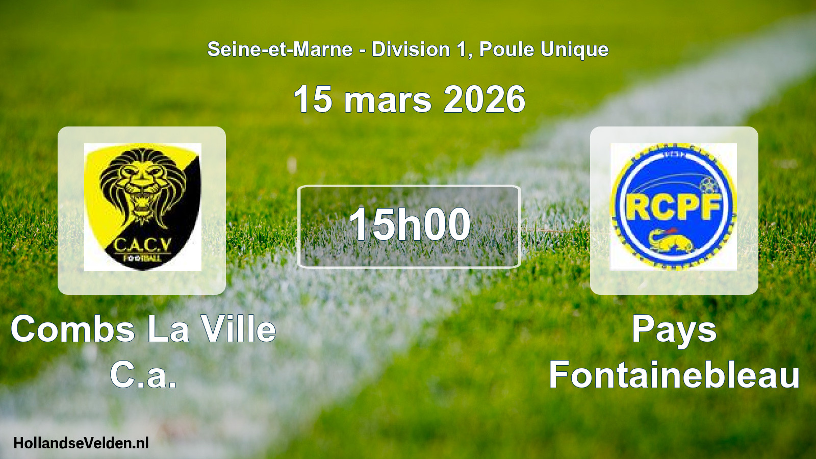 Match programmé: Combs La Ville C.a. - Pays Fontainebleau (15 mars 2026)