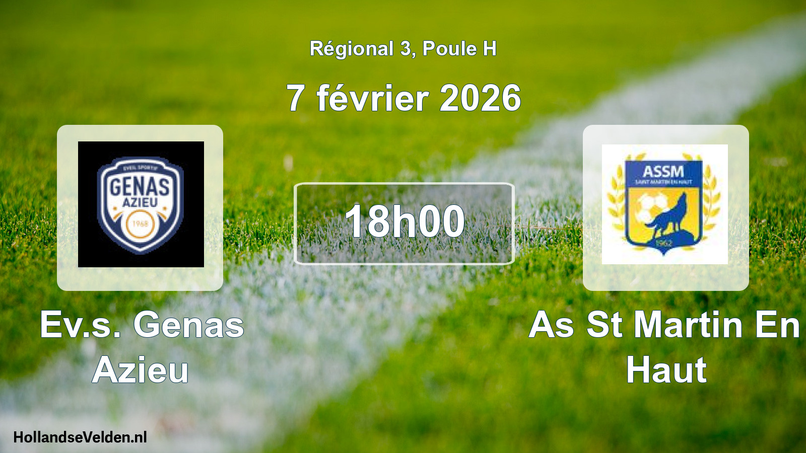 Scheduled Match: Ev.s. Genas Azieu - As St Martin En Haut (7 February 2026)