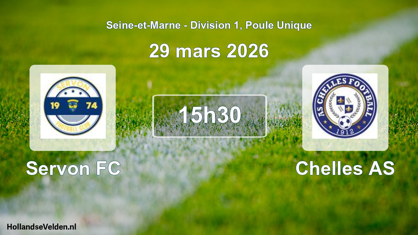 Match programmé: Servon FC - Chelles AS (29 mars 2026)