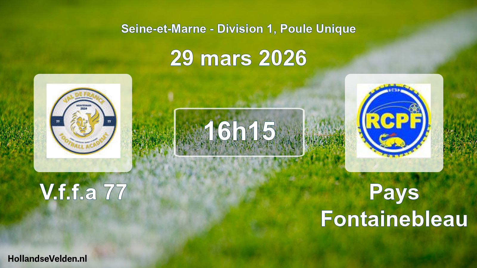 Match programmé: V.f.f.a 77 - Pays Fontainebleau (29 mars 2026)