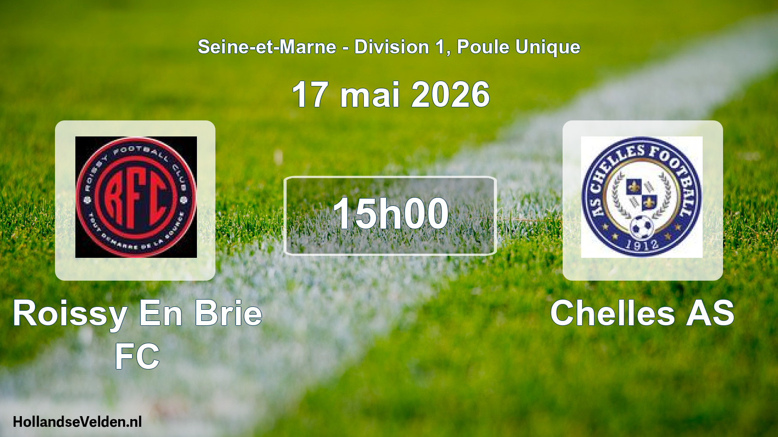 Match programmé: Roissy En Brie FC - Chelles AS (17 mai 2026)
