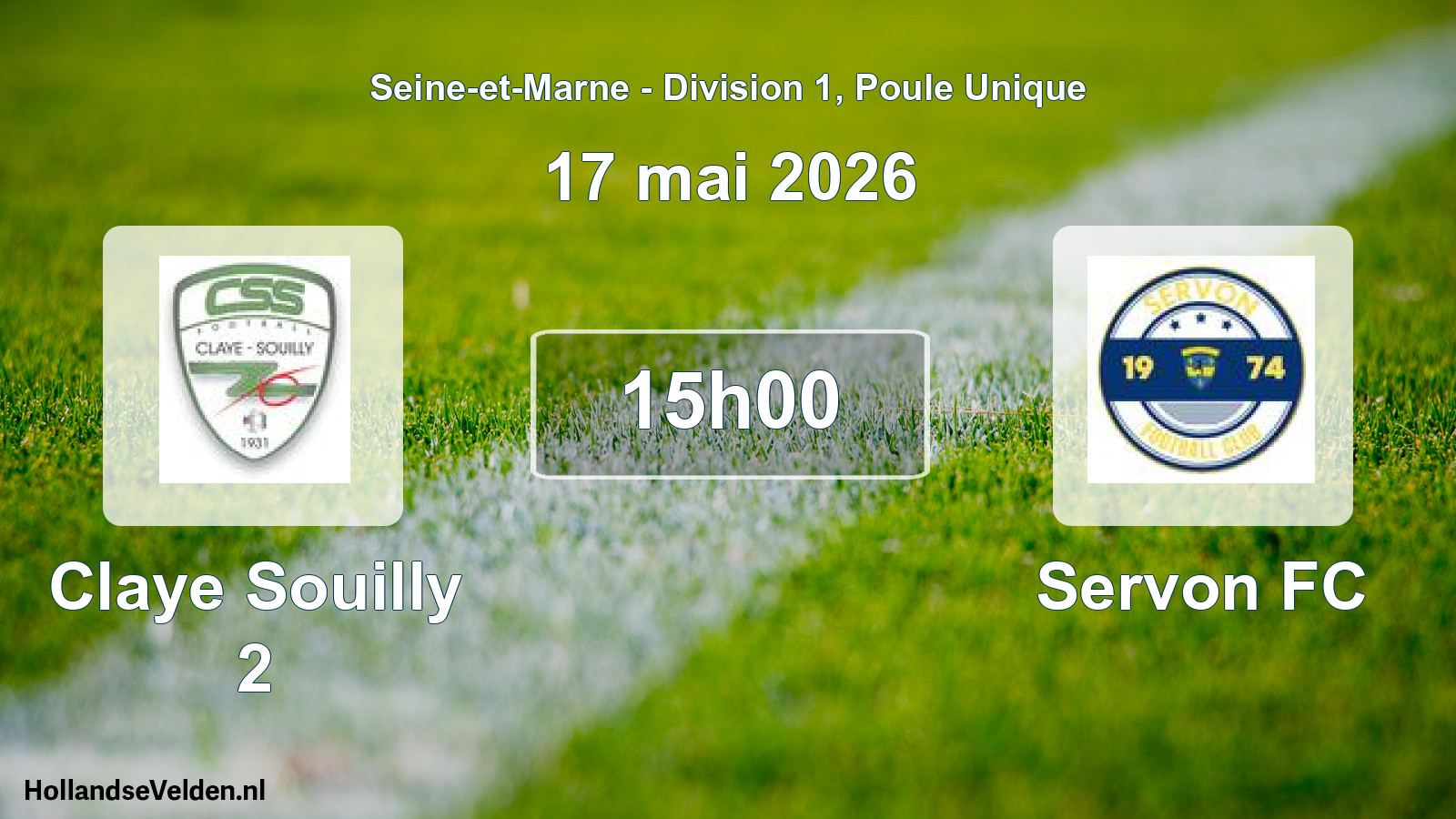Match programmé: Claye Souilly 2 - Servon FC (17 mai 2026)