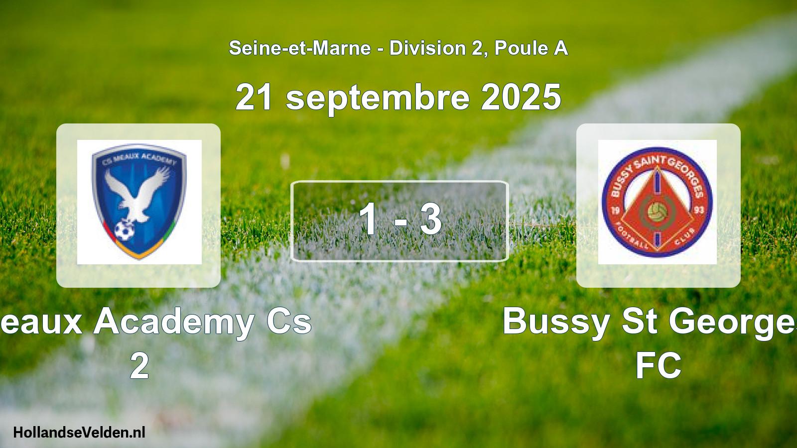 Match joué: Meaux Academy Cs 2 - Bussy St Georges FC 1 - 3 (21 septembre 2025)