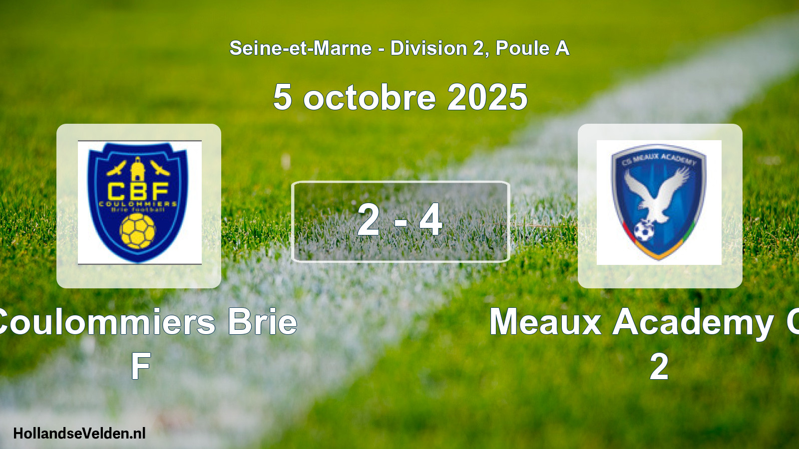 Match joué: Coulommiers Brie F - Meaux Academy Cs 2 2 - 4 (5 octobre 2025)