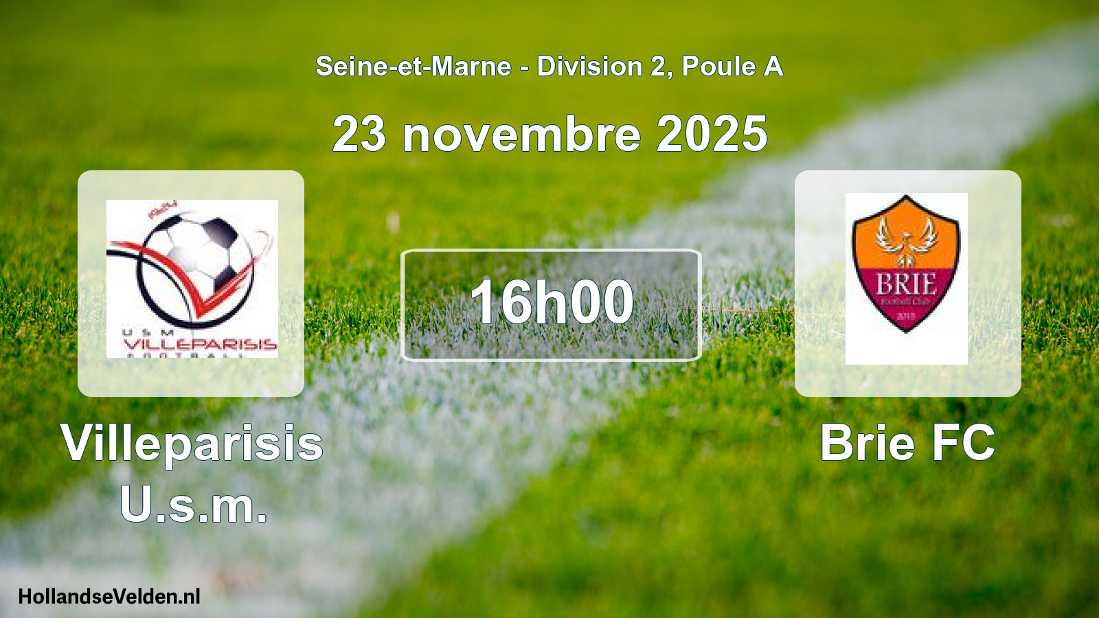 Match programmé: Villeparisis U.s.m. - Brie FC (23 novembre 2025)