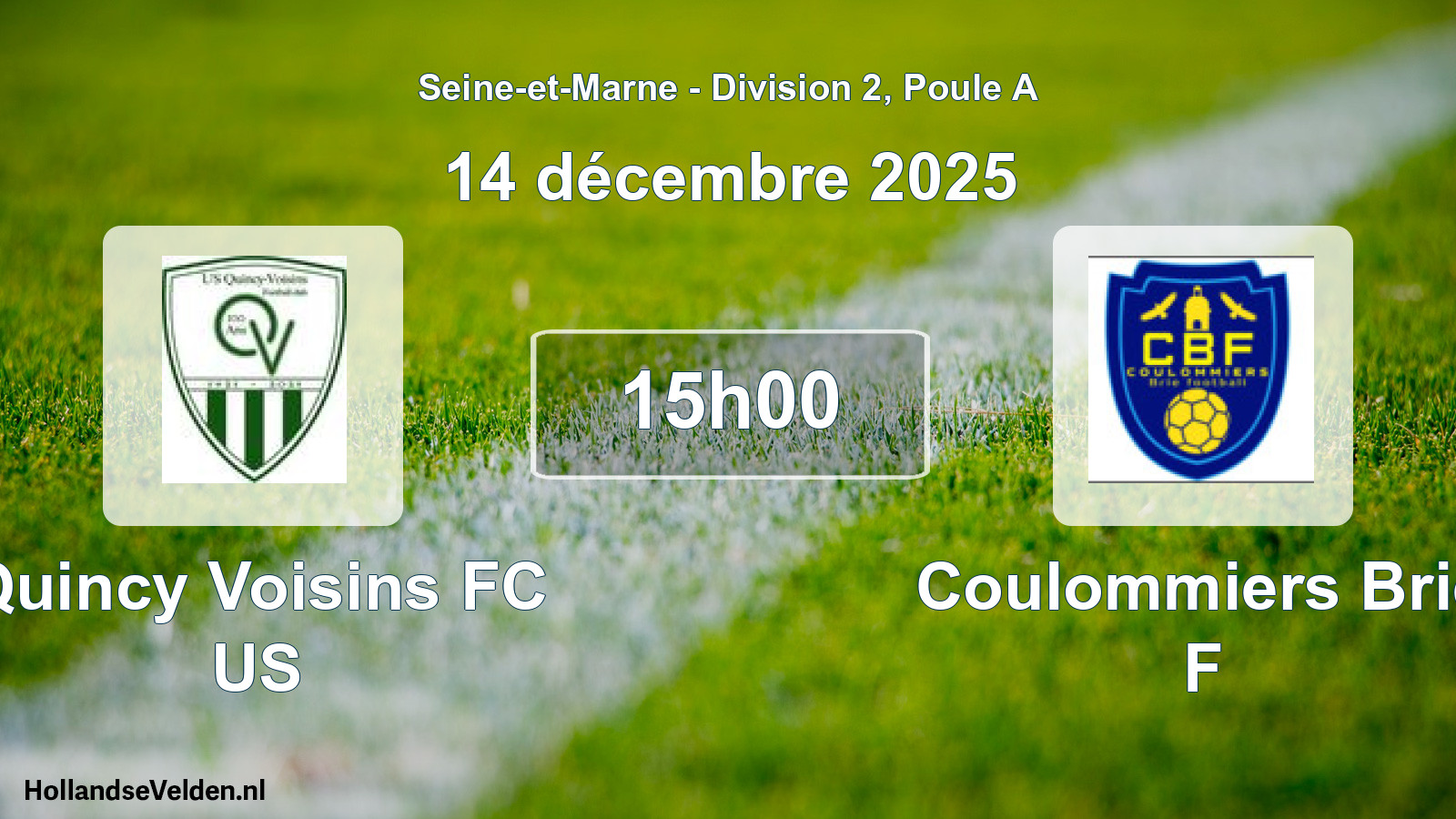 Match programmé: Quincy Voisins FC US - Coulommiers Brie F (14 décembre 2025)
