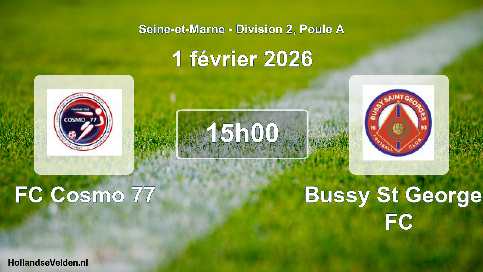 Match programmé: FC Cosmo 77 - Bussy St Georges FC (1 février 2026)