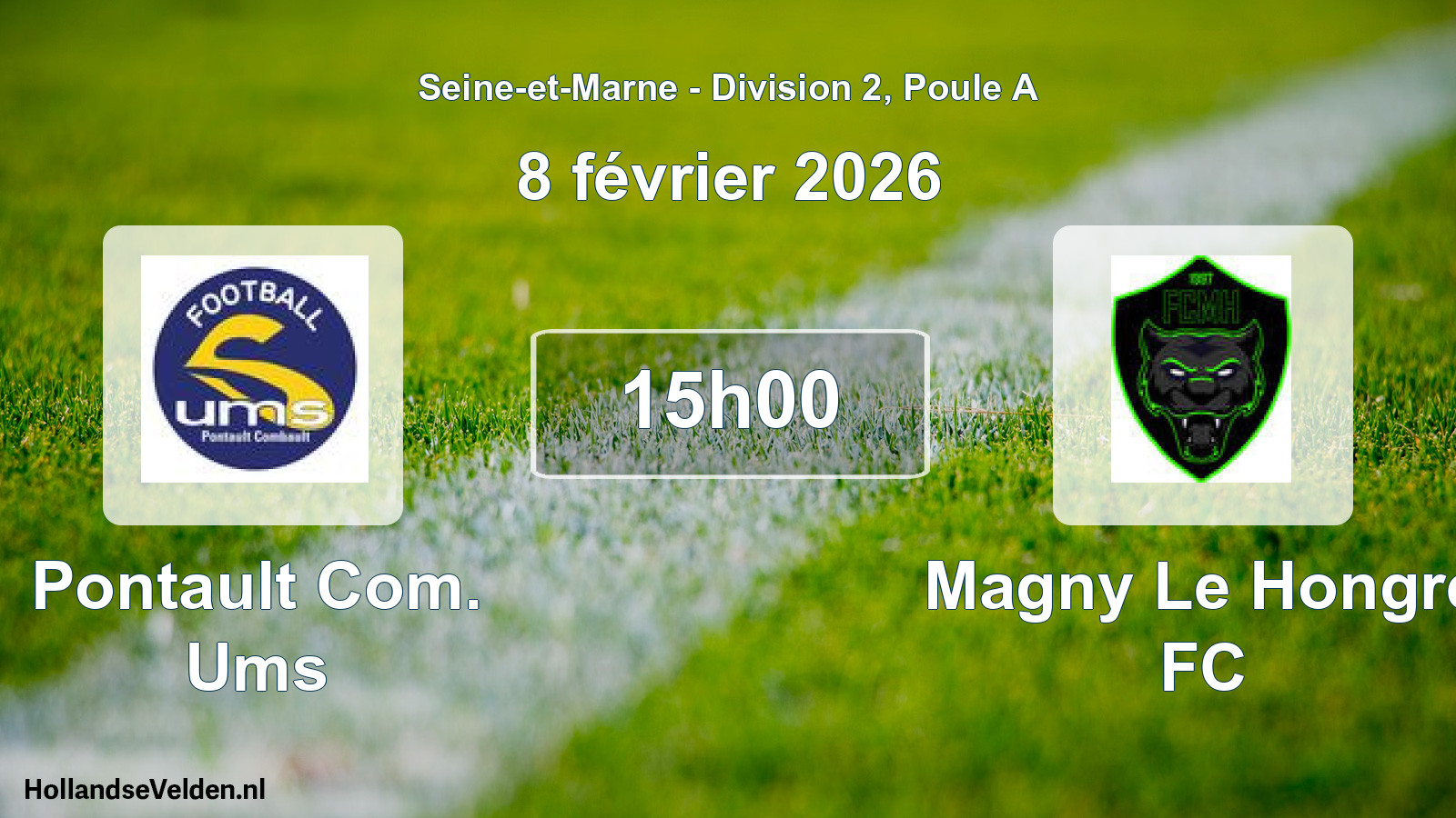 Match programmé: Pontault Com. Ums - Magny Le Hongre FC (8 février 2026)