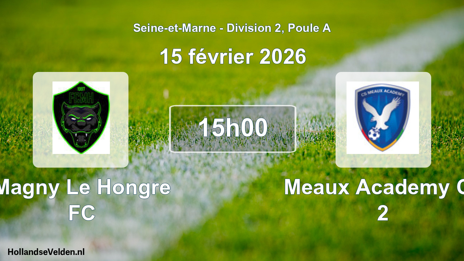 Match programmé: Magny Le Hongre FC - Meaux Academy Cs 2 (15 février 2026)