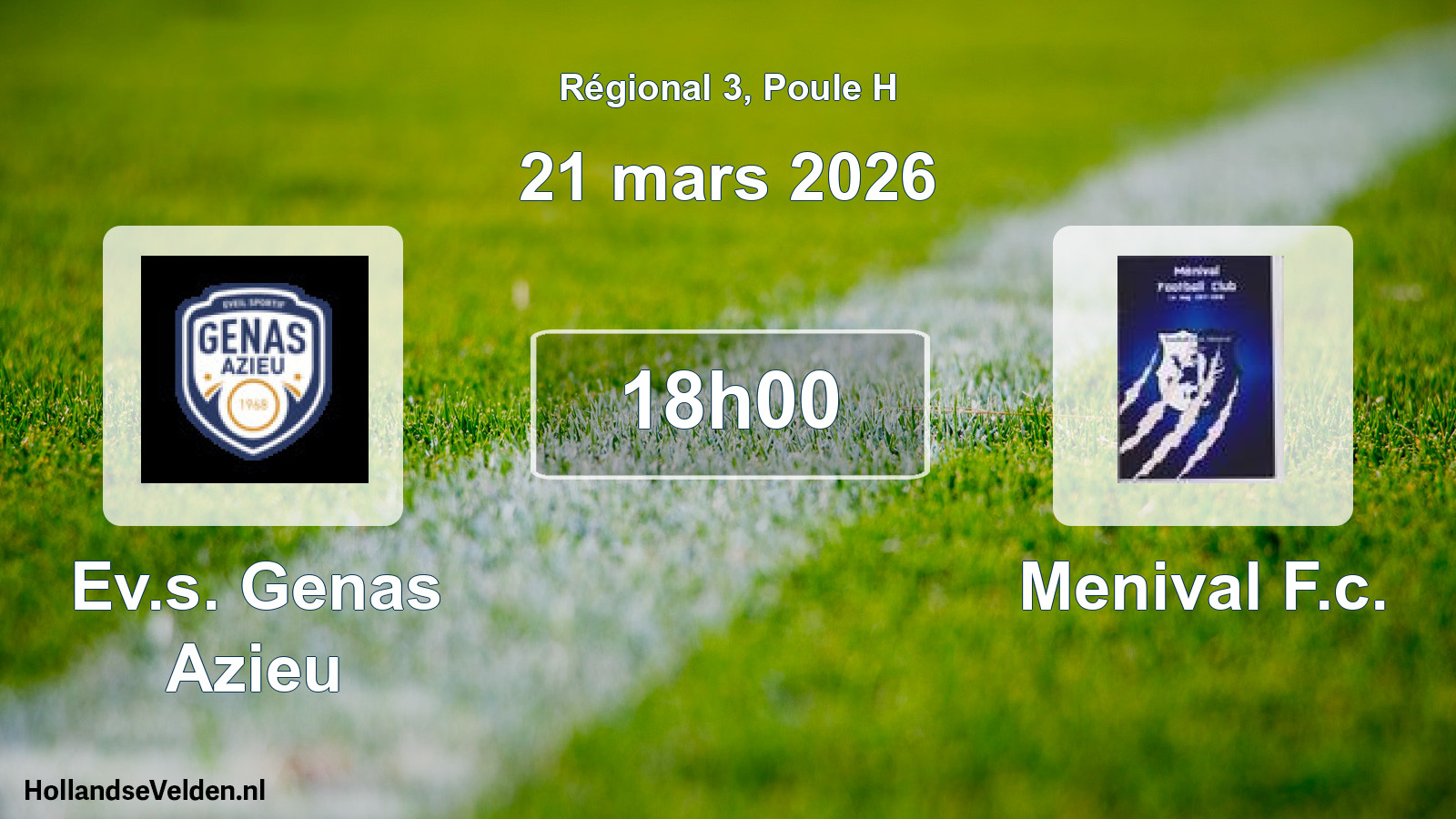 Scheduled Match: Ev.s. Genas Azieu - Menival F.c. (21 March 2026)
