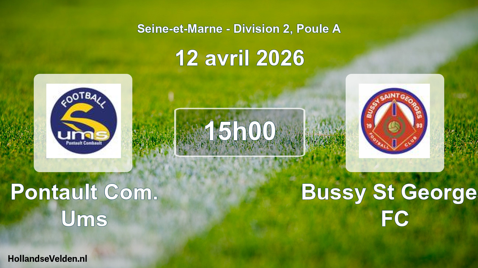 Match programmé: Pontault Com. Ums - Bussy St Georges FC (12 avril 2026)