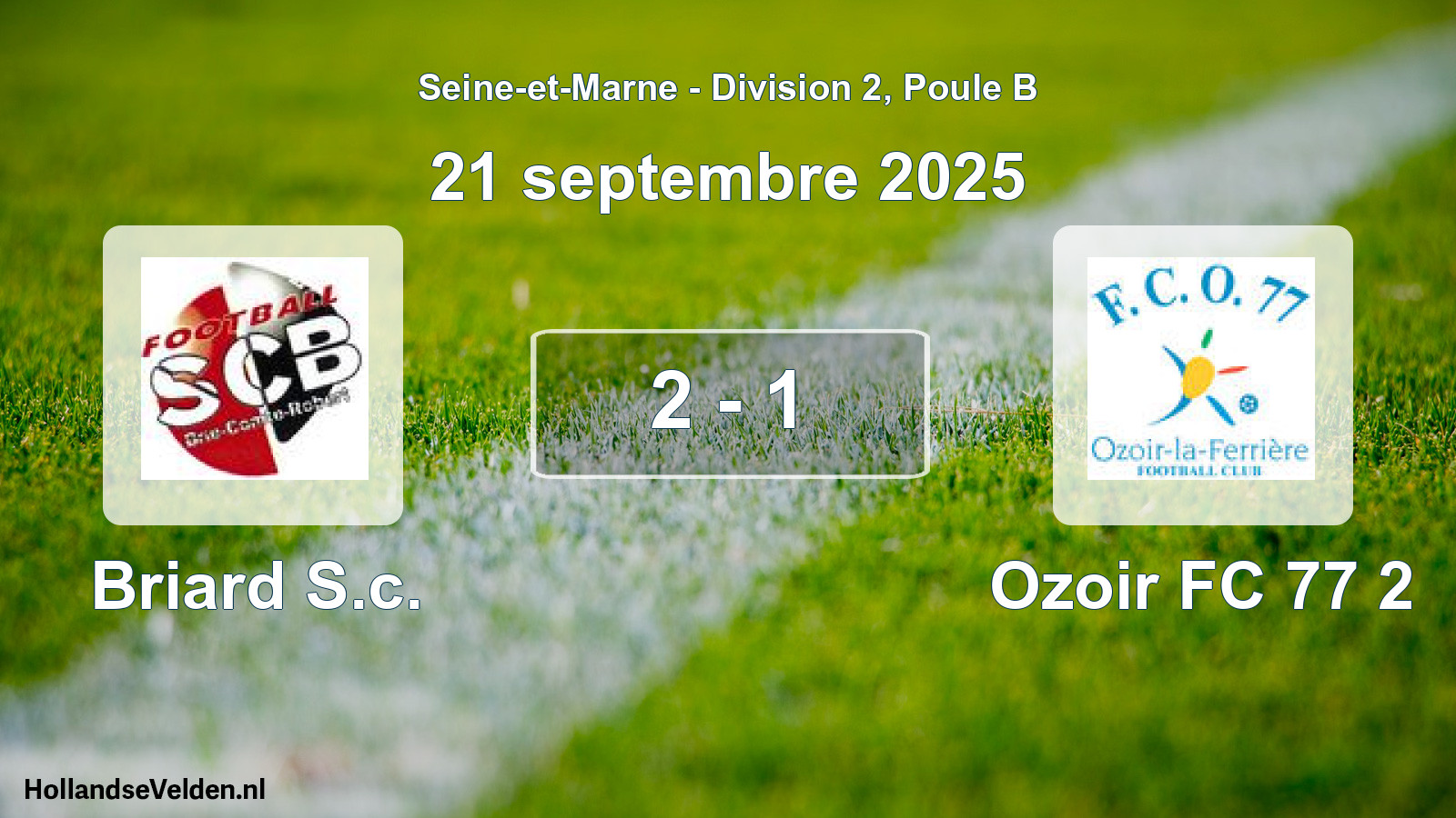 Gespeelde wedstrijd: Briard S.c. - Ozoir FC 77 2 2 - 1 (21 september 2025)