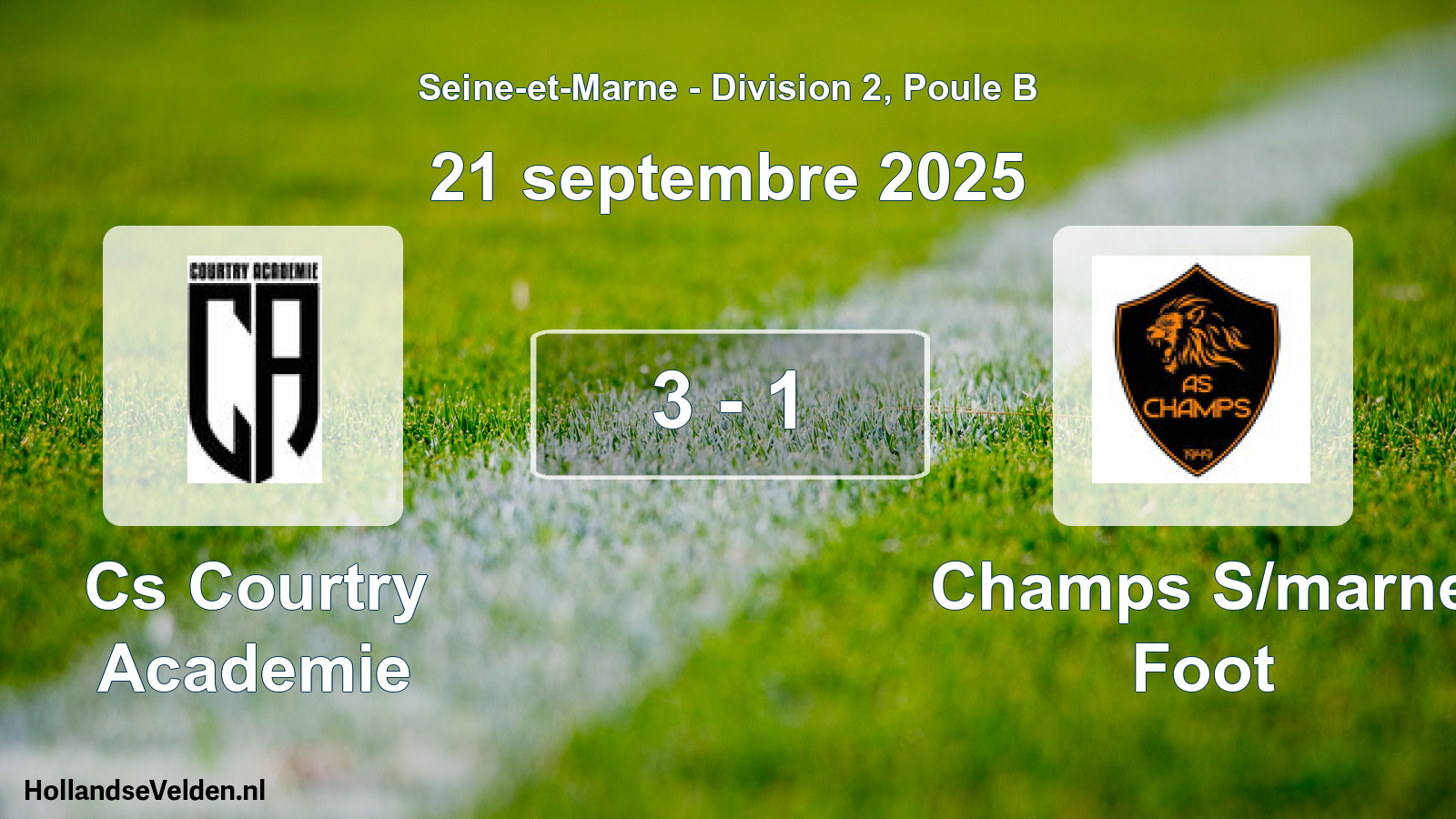 Match joué: Cs Courtry Academie - Champs S/marne Foot 3 - 1 (21 septembre 2025)
