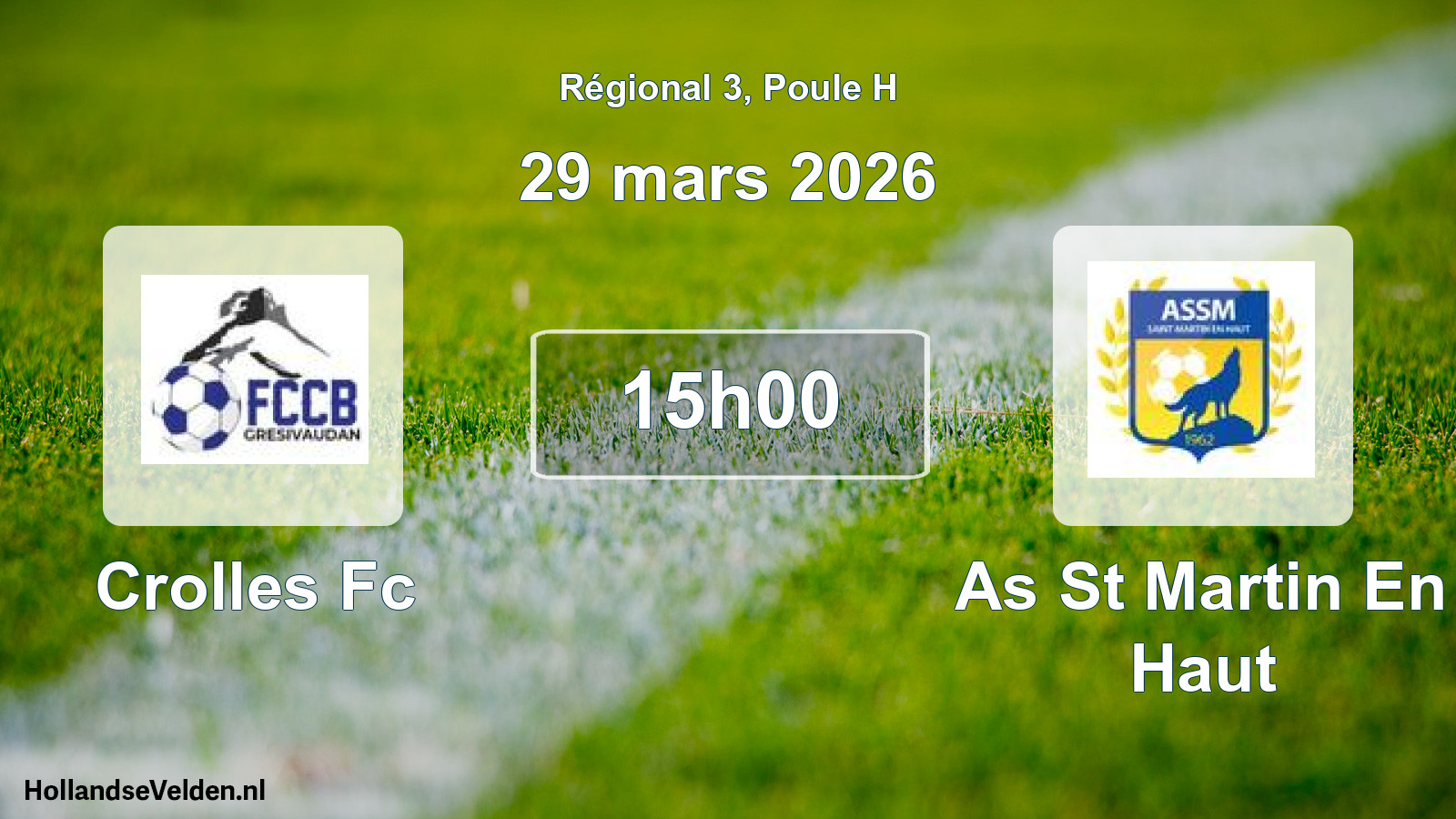 Geplande wedstrijd: Crolles Fc - As St Martin En Haut (29 mars 2026)